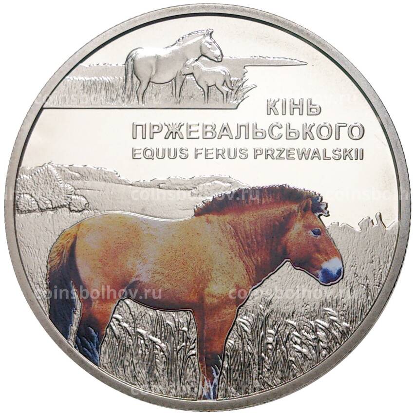 Монета 5 гривен 2021 года Украина «Чернобыльский радиационно-экологический биосферный заповедник — Лошадь Пржевальского»
