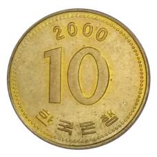 Монета 10 вон 2000 года Южная Корея (аверс)