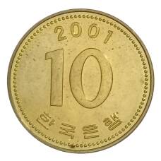 Монета 10 вон 2001 года Южная Корея (аверс)