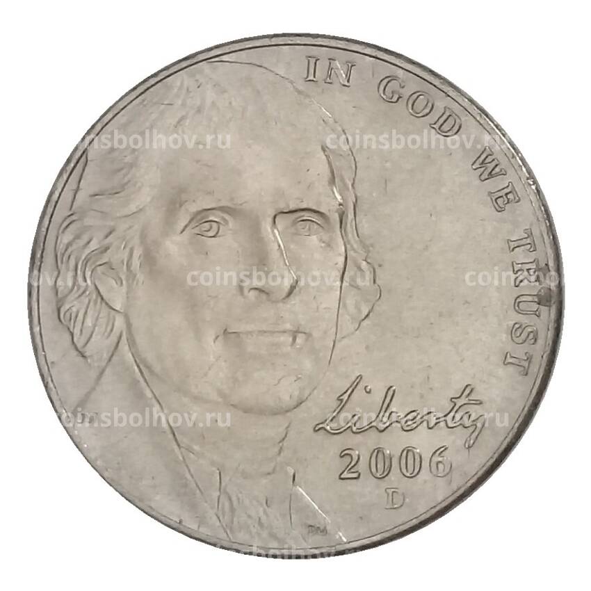 Монета 5 центов 2006 года D США