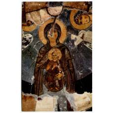 Открытка Грузинская ССР — Храм Атени. Конха алтарной абсиды. Фреска «Богоматерь и архангелы»