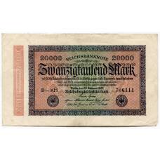 Банкнота 20000 марок 1923 года Германия