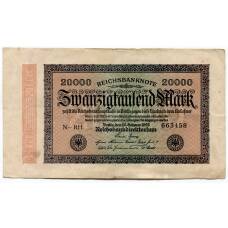 Банкнота 20000 марок 1923 года Германия