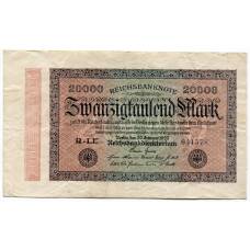 Банкнота 20000 марок 1923 года Германия