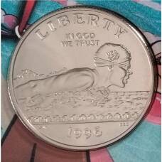 Монета 1/2 доллара (50 центов) 1996 года S США «XXVI летние Олимпийские Игры в Атланте 1996 — Плавание» (в подарочном буклете) (аверс)