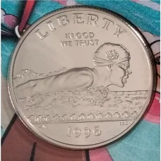 Монета 1/2 доллара (50 центов) 1996 года S США «XXVI летние Олимпийские Игры в Атланте 1996 — Плавание» (в подарочном буклете) (аверс)