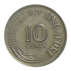 Монета 10 центов 1971 года Сингапур (аверс)