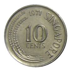 Монета 10 центов 1971 года Сингапур (аверс)