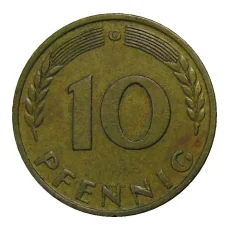Монета 10 пфеннигов 1966 года G Германия (реверс)