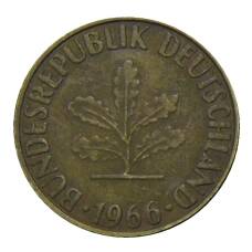 Монета 10 пфеннигов 1966 года F Германия (аверс)