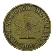 Монета 10 пфеннигов 1966 года F Германия (аверс)