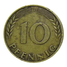 Монета 10 пфеннигов 1966 года F Германия (реверс)
