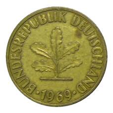 Монета 10 пфеннигов 1969 года D Германия (аверс)