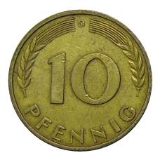 Монета 10 пфеннигов 1969 года D Германия (реверс)