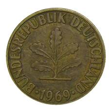 Монета 10 пфеннигов 1969 года G Германия (аверс)