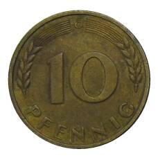 Монета 10 пфеннигов 1969 года G Германия (реверс)