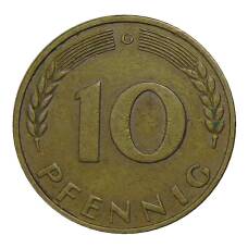 Монета 10 пфеннигов 1969 года G Германия (реверс)