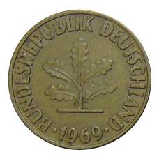 Монета 10 пфеннигов 1969 года G Германия (аверс)