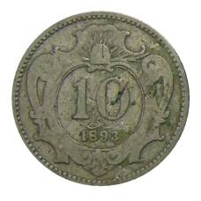 Монета 10 геллеров 1893 года Австрия (аверс)