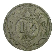 Монета 10 геллеров 1893 года Австрия (аверс)