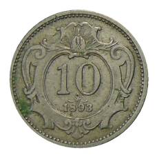 Монета 10 геллеров 1893 года Австрия (аверс)