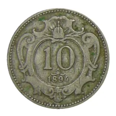 Монета 10 геллеров 1894 года Австрия (аверс)