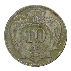 Монета 10 геллеров 1909 года Австрия (аверс)