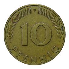 Монета 10 пфеннигов 1972 года F Германия (реверс)
