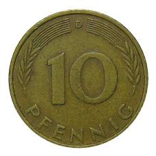Монета 10 пфеннигов 1972 года D Германия (реверс)
