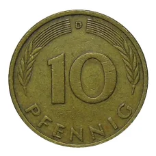 Монета 10 пфеннигов 1972 года D Германия (реверс)