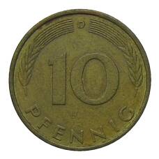 Монета 10 пфеннигов 1972 года D Германия (реверс)