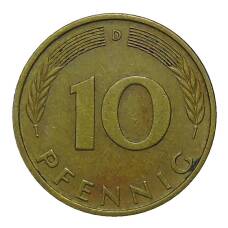 Монета 10 пфеннигов 1972 года D Германия (реверс)