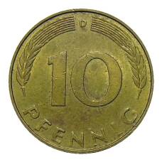 Монета 10 пфеннигов 1992 года D Германия (реверс)