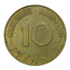 Монета 10 пфеннигов 1992 года D Германия (реверс)