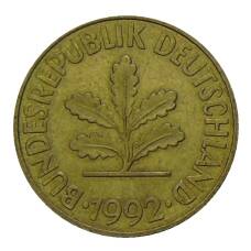 Монета 10 пфеннигов 1992 года J Германия (аверс)