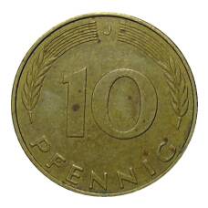 Монета 10 пфеннигов 1992 года J Германия (реверс)