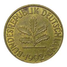 Монета 10 пфеннигов 1992 года F Германия (аверс)