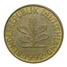 Монета 10 пфеннигов 1992 года F Германия (аверс)
