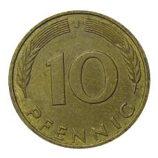Монета 10 пфеннигов 1987 года J Германия (реверс)