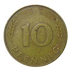 Монета 10 пфеннигов 1977 года J Германия (реверс)