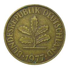 Монета 10 пфеннигов 1977 года D Германия (аверс)
