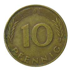Монета 10 пфеннигов 1977 года D Германия (реверс)
