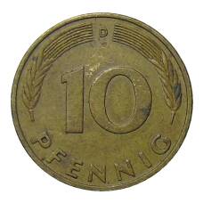 Монета 10 пфеннигов 1977 года D Германия (реверс)