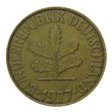 Монета 10 пфеннигов 1977 года F Германия (аверс)