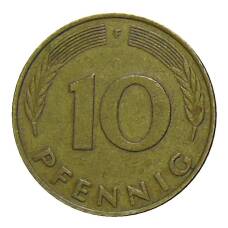 Монета 10 пфеннигов 1977 года F Германия (реверс)
