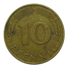 Монета 10 пфеннигов 1977 года F Германия (реверс)