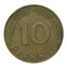 Монета 10 пфеннигов 1977 года F Германия (реверс)