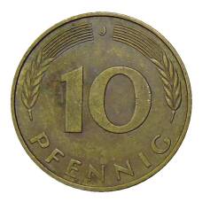 Монета 10 пфеннигов 1982 года J Германия (реверс)