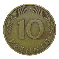 Монета 10 пфеннигов 1982 года D Германия (реверс)