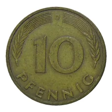 Монета 10 пфеннигов 1982 года D Германия (реверс)
